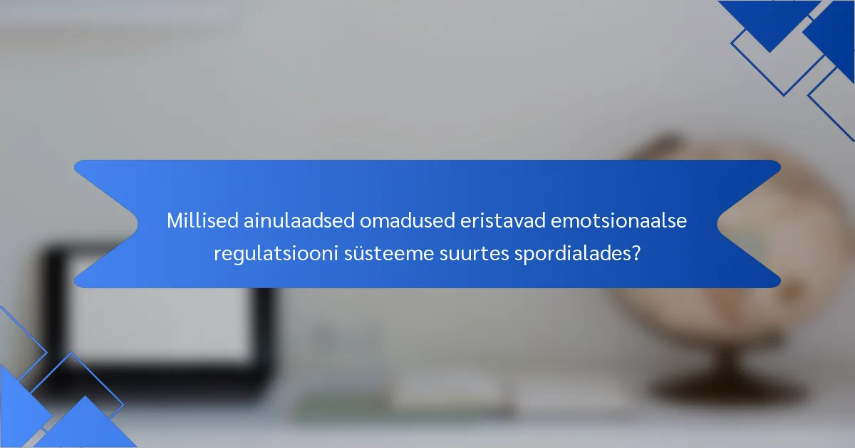 Millised ainulaadsed omadused eristavad emotsionaalse regulatsiooni süsteeme suurtes spordialades?