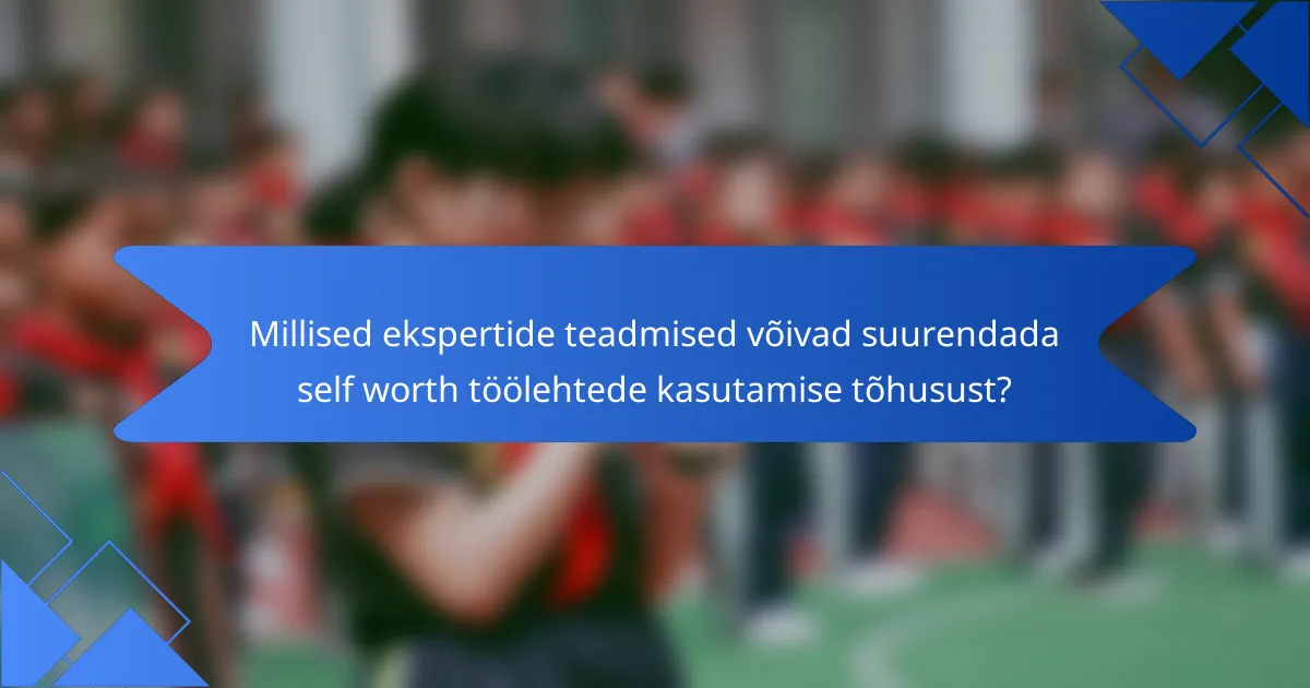 Millised ekspertide teadmised võivad suurendada self worth töölehtede kasutamise tõhusust?