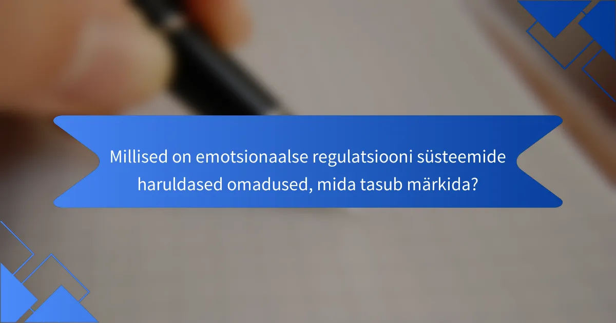 Millised on emotsionaalse regulatsiooni süsteemide haruldased omadused, mida tasub märkida?