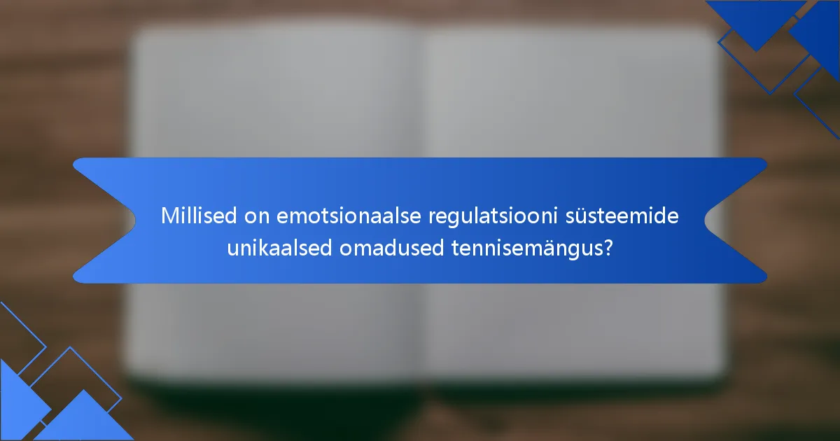 Millised on emotsionaalse regulatsiooni süsteemide unikaalsed omadused tennisemängus?