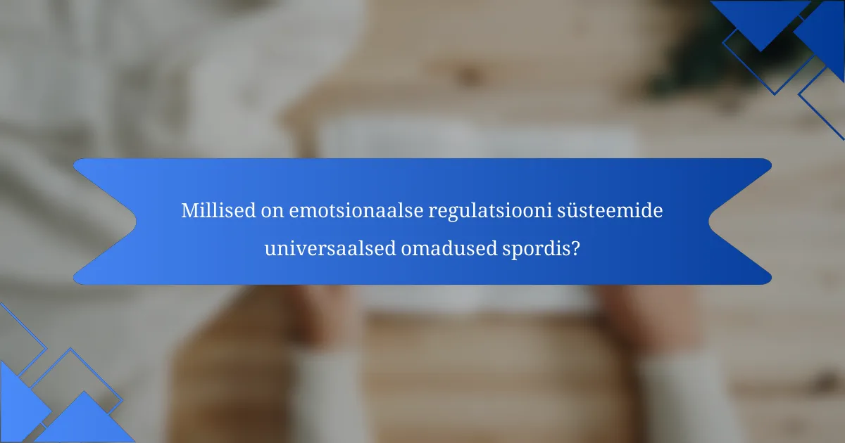 Millised on emotsionaalse regulatsiooni süsteemide universaalsed omadused spordis?