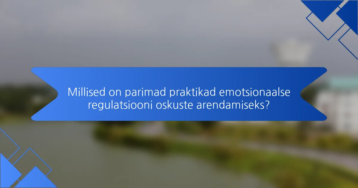 Millised on parimad praktikad emotsionaalse regulatsiooni oskuste arendamiseks?