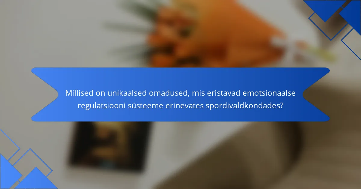 Millised on unikaalsed omadused, mis eristavad emotsionaalse regulatsiooni süsteeme erinevates spordivaldkondades?