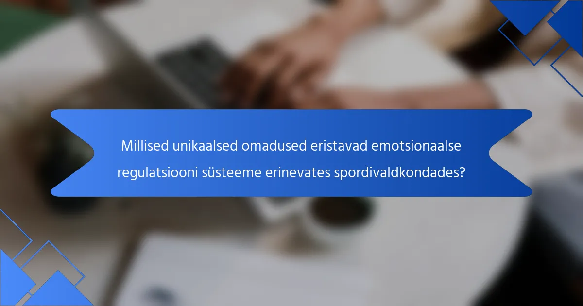 Millised unikaalsed omadused eristavad emotsionaalse regulatsiooni süsteeme erinevates spordivaldkondades?